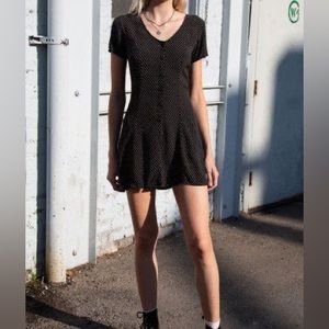 Brandy Melville button down black polka dot dress